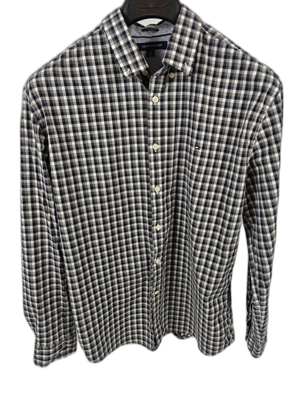 Mens Tommy Hilfiger Button Down Shirt Blue Plaid XL